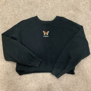 hollister women’s cropped  crew neck sweatshirt with butterfly